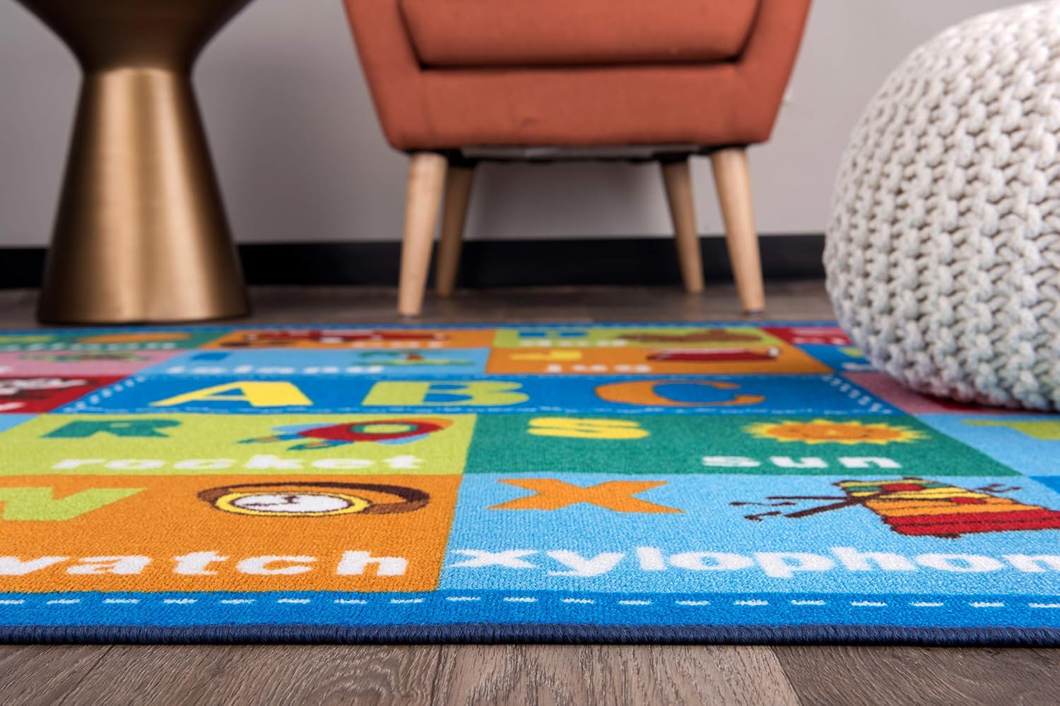 Rugshop Kids Educational Learning Alphabet Symbols Non Skid (Non Slip) Area Rug 3'3" x 4'7" Multi