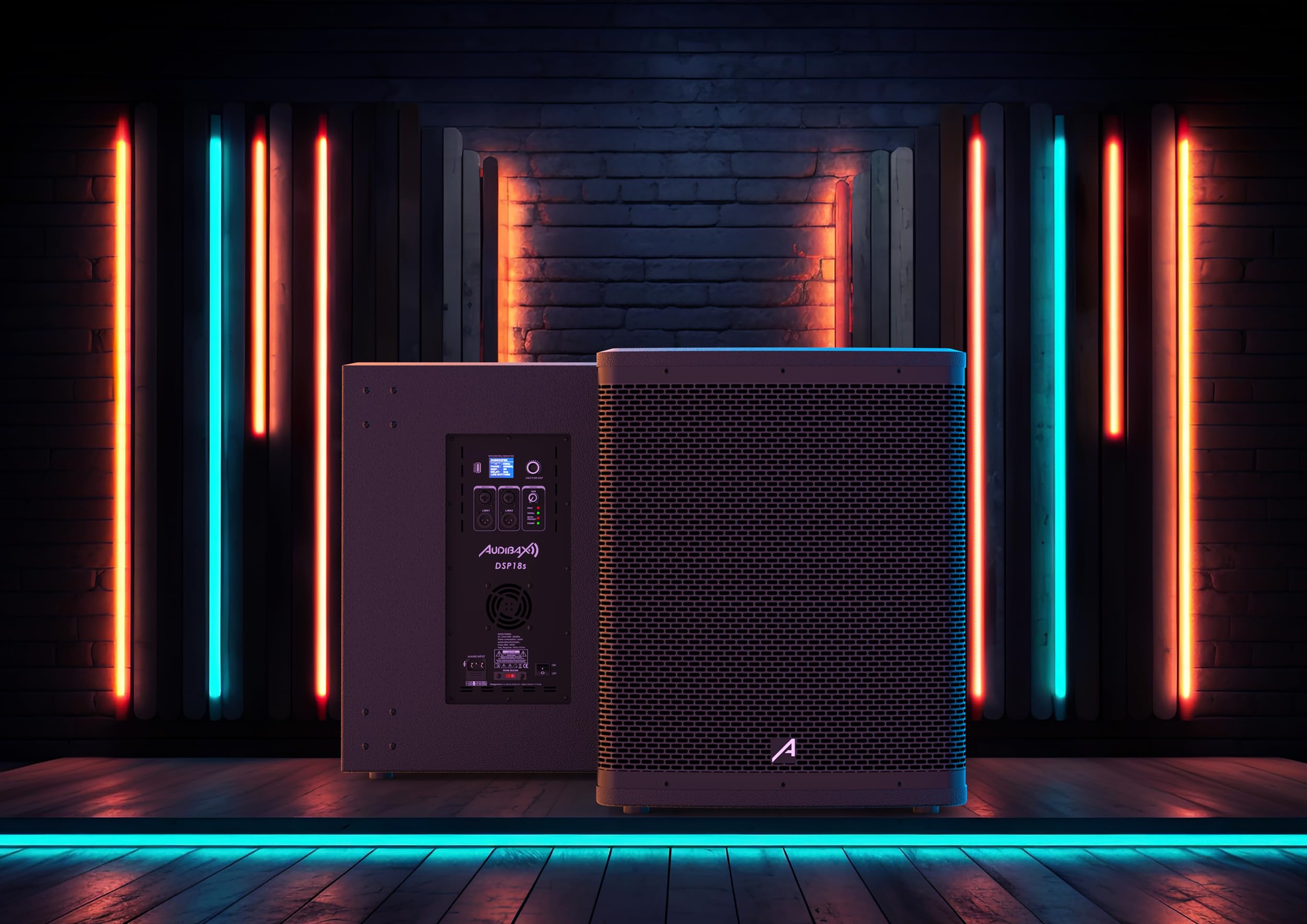 Audibax DSP18s - Haut-Parleur Actif 18" avec DSP - Enceinte Puissant - Puissance 600W - DSP Interne Professionnel pour l'Égalisation et Les Modes de Lecture - Subwoofer Amplifié