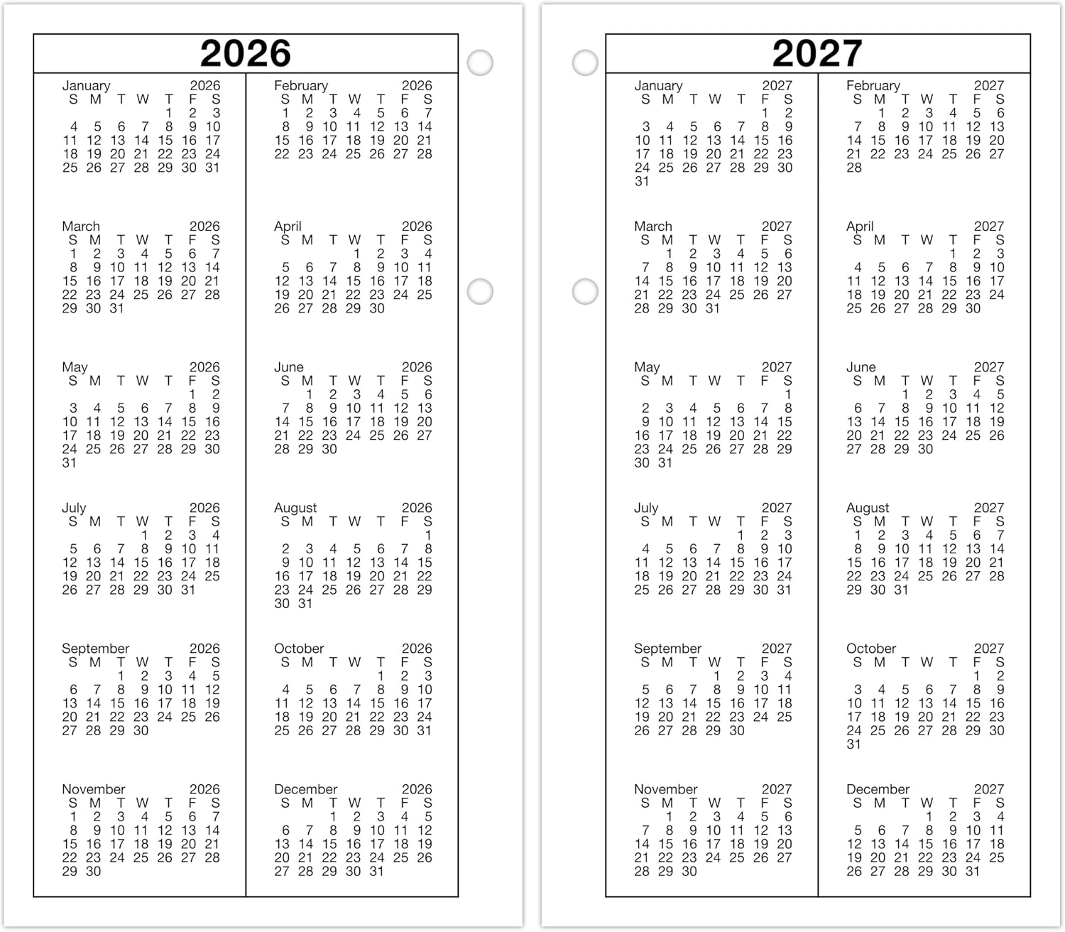 AT-A-GLANCE 2027 Desk Calendar Refill for E2100 Base, Daily Desk Pad Refill, 4.5" x 8", Standard, Loose-Leaf (E2105027)