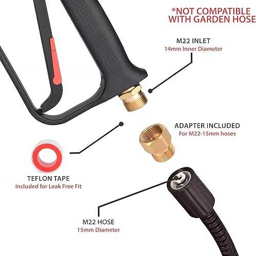 Miniatura 8 de McKillans - Repuesto de pistola de hidrolavadora, entrada M22 con extensión y acoplador de conexión rápida de 14 pulgada