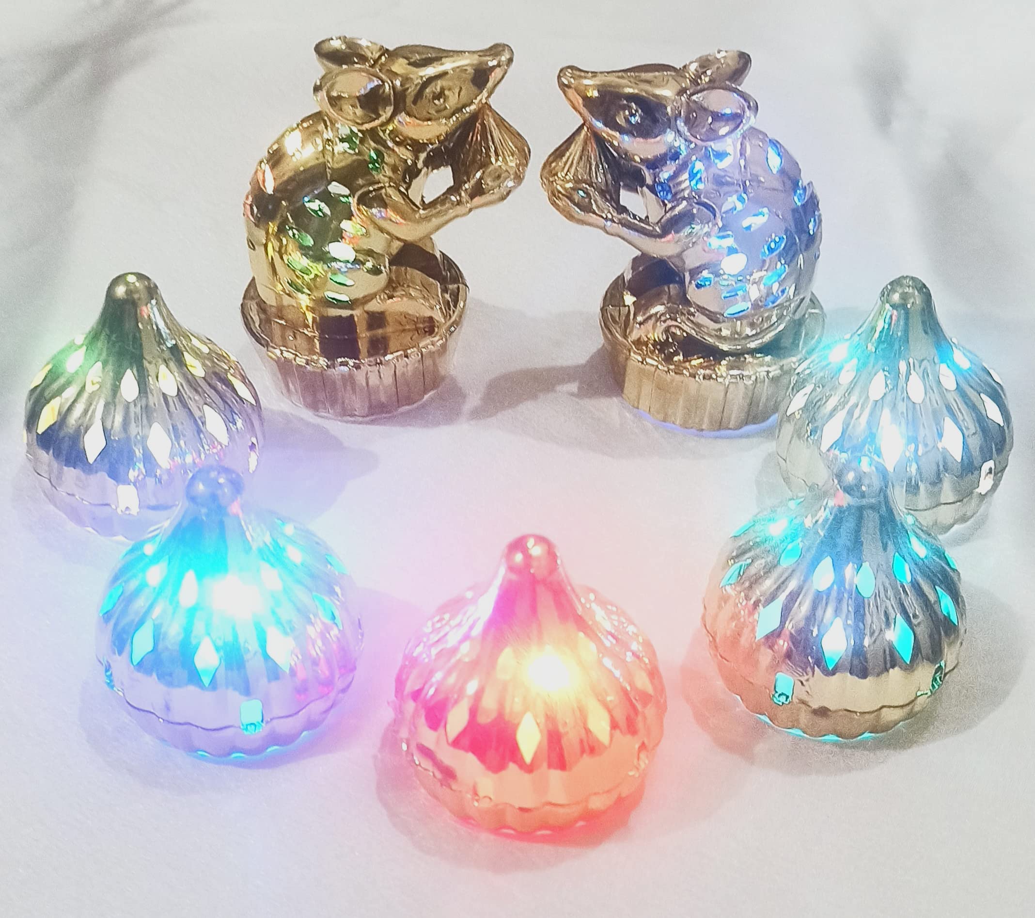 kunya® Colour Changing LED Modak & LED Mushak Ganpati Modak LED Light for Ganesh Chaturthi, Diwali & Festival Lighting for Home Decoration 5 LED Modak & 2 Mooshak (Batteries Not Included)