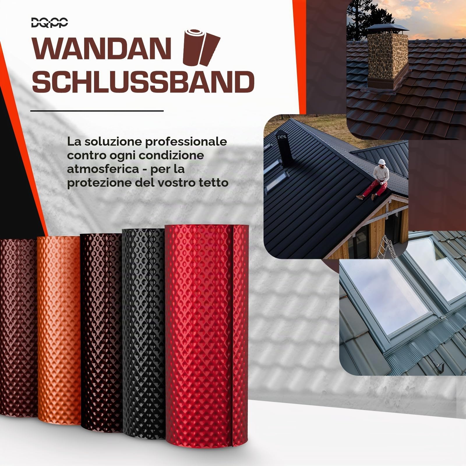 Nastro lampeggiante 5m per tetto 3D Flashband Butyband colore rosso mattone