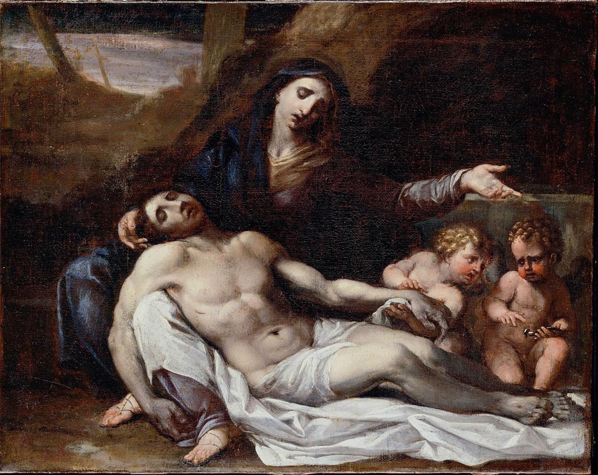 Pintura Mural Piedad de Annibale Carracci de 60x90cm para Pared 5