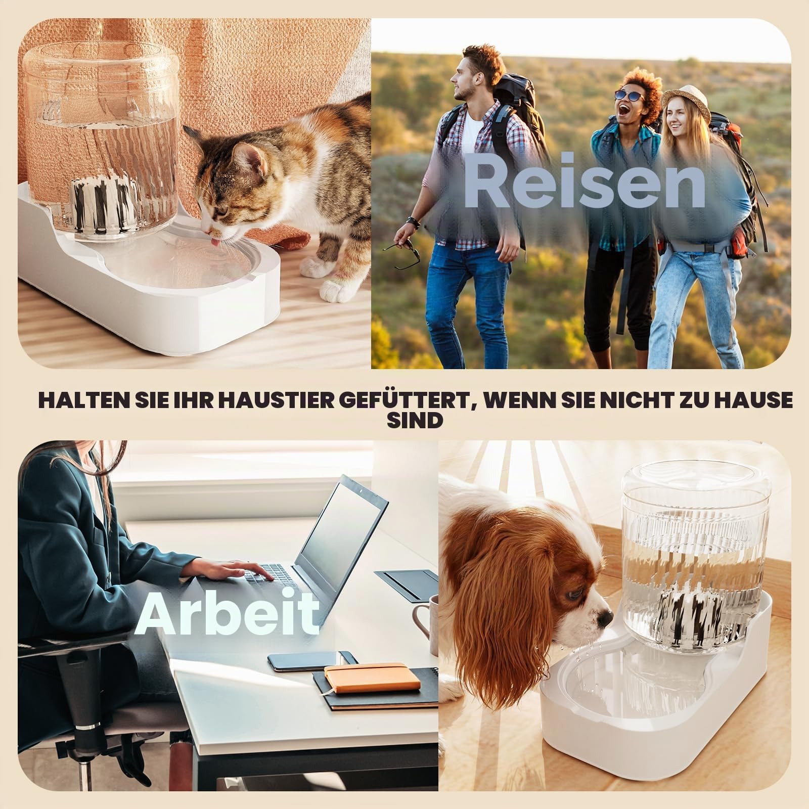 JUNSPOW Automatischer Katzen-Wasserspender, Hund Wassernapfspender Einstellbare Wasserspender, Auto Pet Waterer für Katzen und Hunde(Schüssel Nicht enthalten)