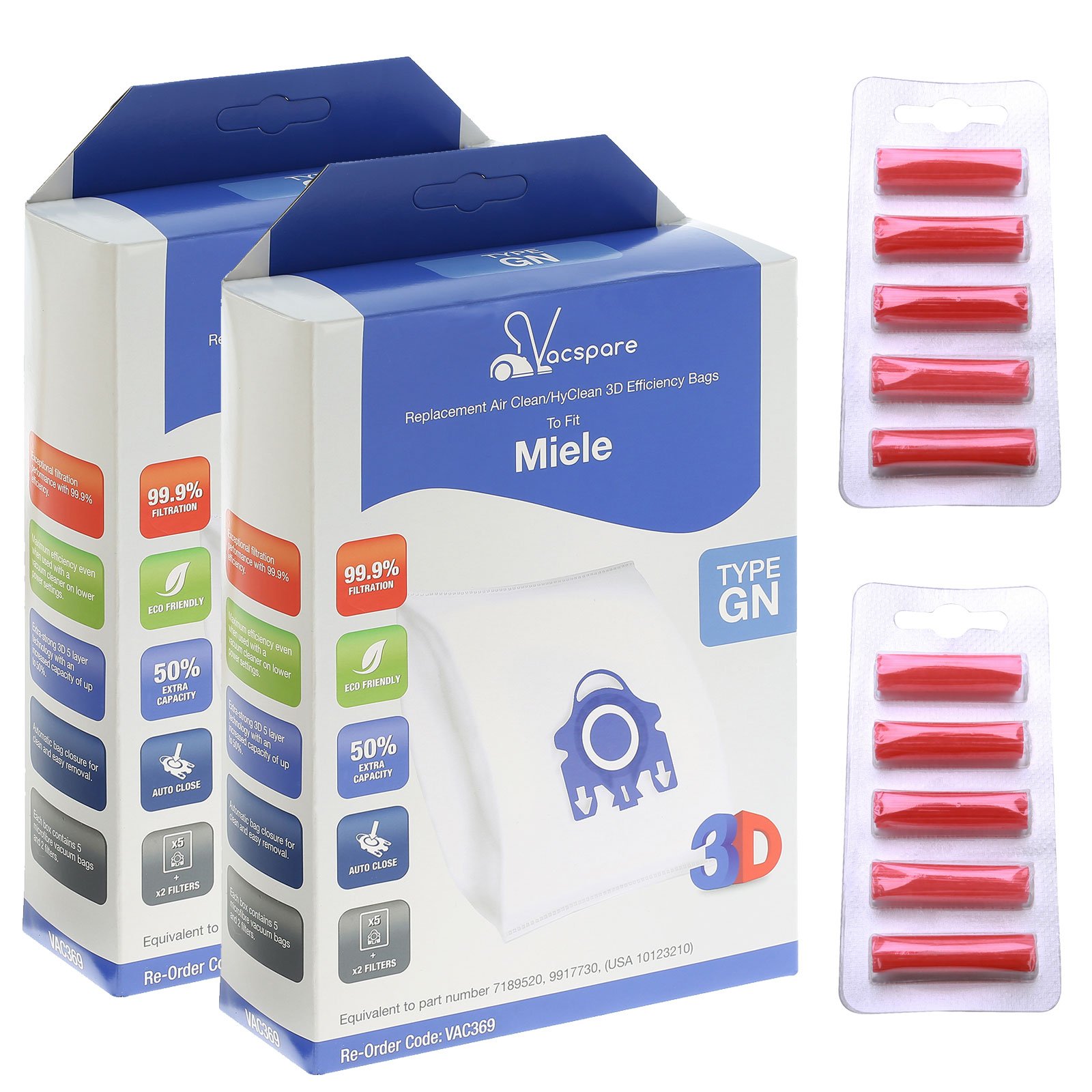 Miele GN Vacuum Bags - 3D AirClean - 4 Hepa Bags & 2 Filters Per Box - Foto 2