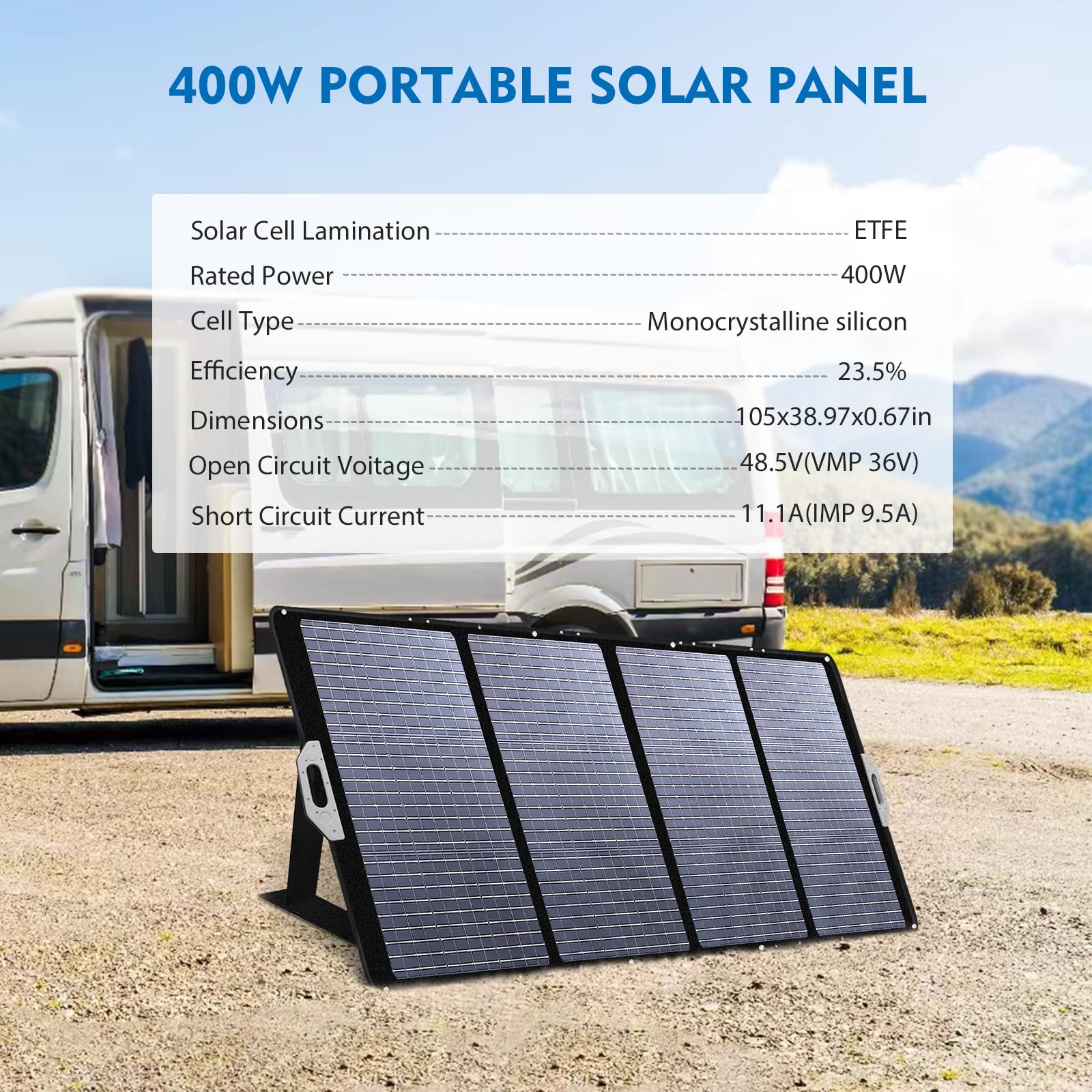Pannello Solare Pieghevole 400W - Modulo Fotovoltaico/Caricatore Solare per Power Station Portatile e Generatore Solare, Impermeabile IP67, Pannello Fotovoltaico Portatile