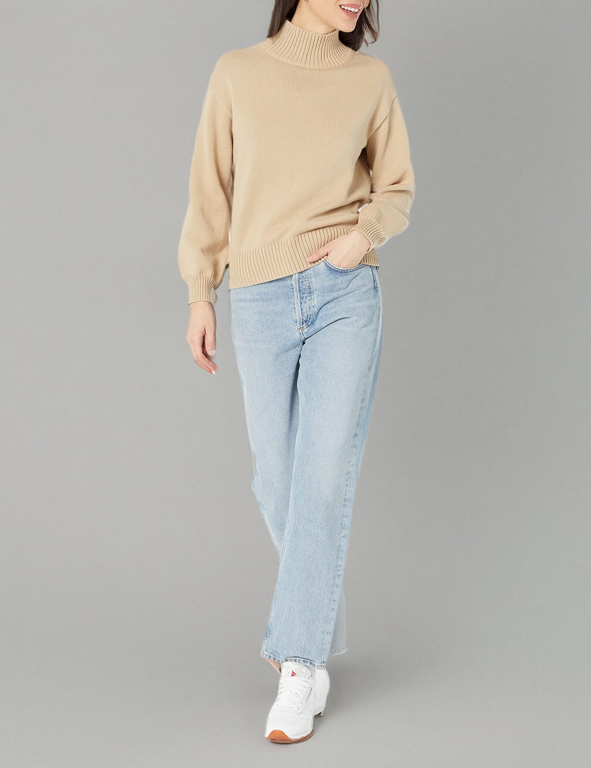 Amazon Essentials Femme Pulls en Coton, Col Cheminée, Disponibles en Grandes Tailles