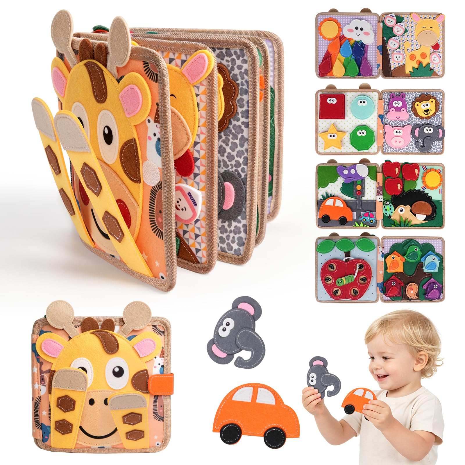 Cobelae Montessori Busy Book for Toddlers 1-3, Toddler Busy Board