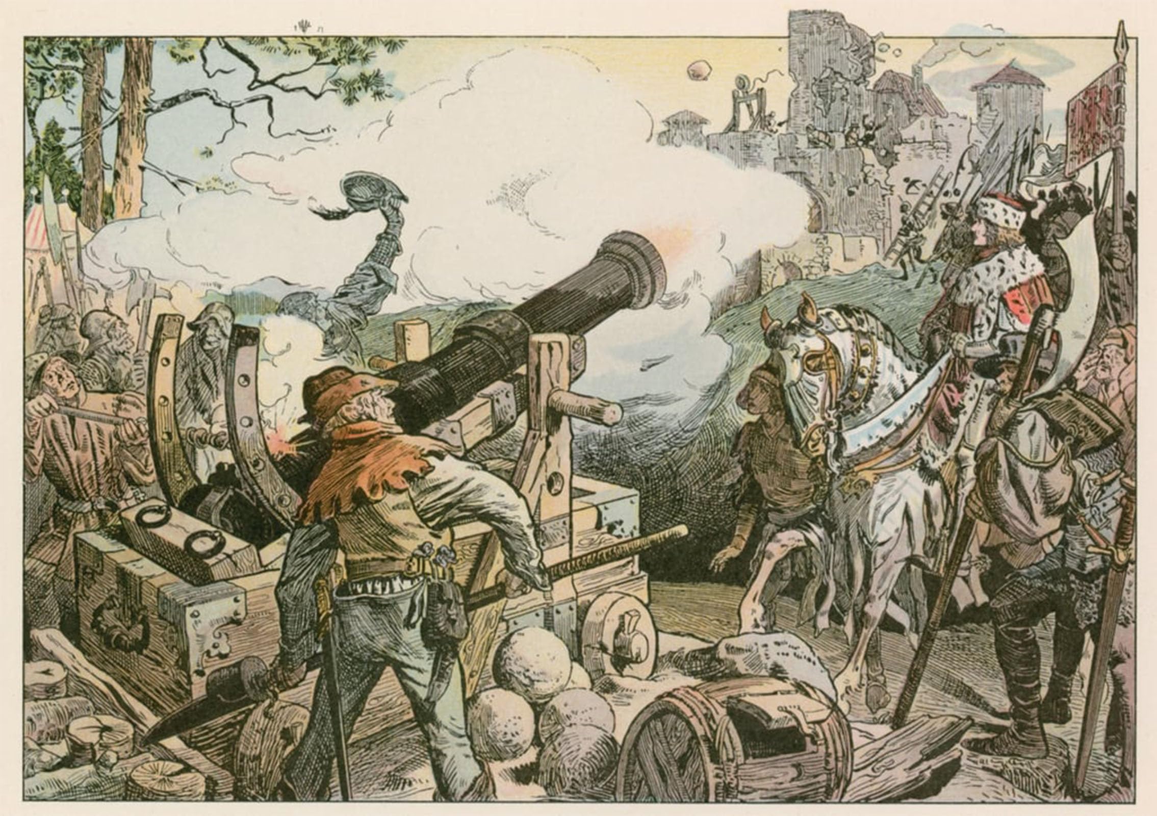 SERENDIPITP Abstract Painting Mural Print Picture Wall Decor Painting Frederick I Fighting Against the Von Quitzow Family in by Carl Rohling Vintage Wall Artwork for Home Decor 60x90cm