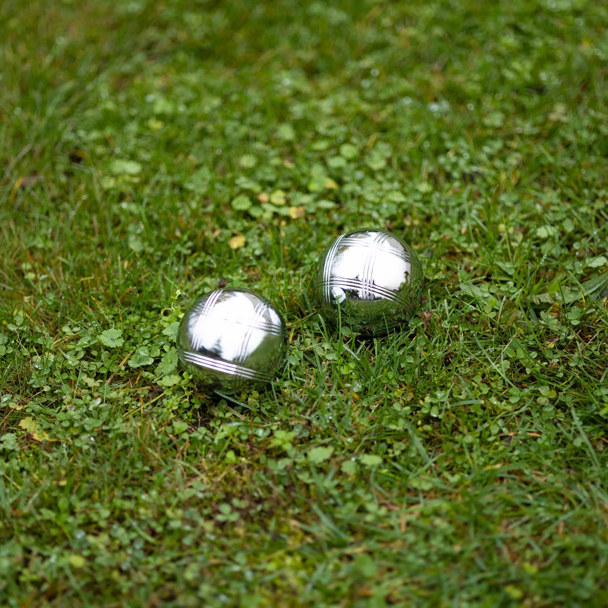 OneTeam Boule Set 8 Kugeln – Petanque Spiel für Erwachsene & Kinder – Verchromter Stahl – Silber – Robustes Outdoor Gartenspiel & Freizeitspaß