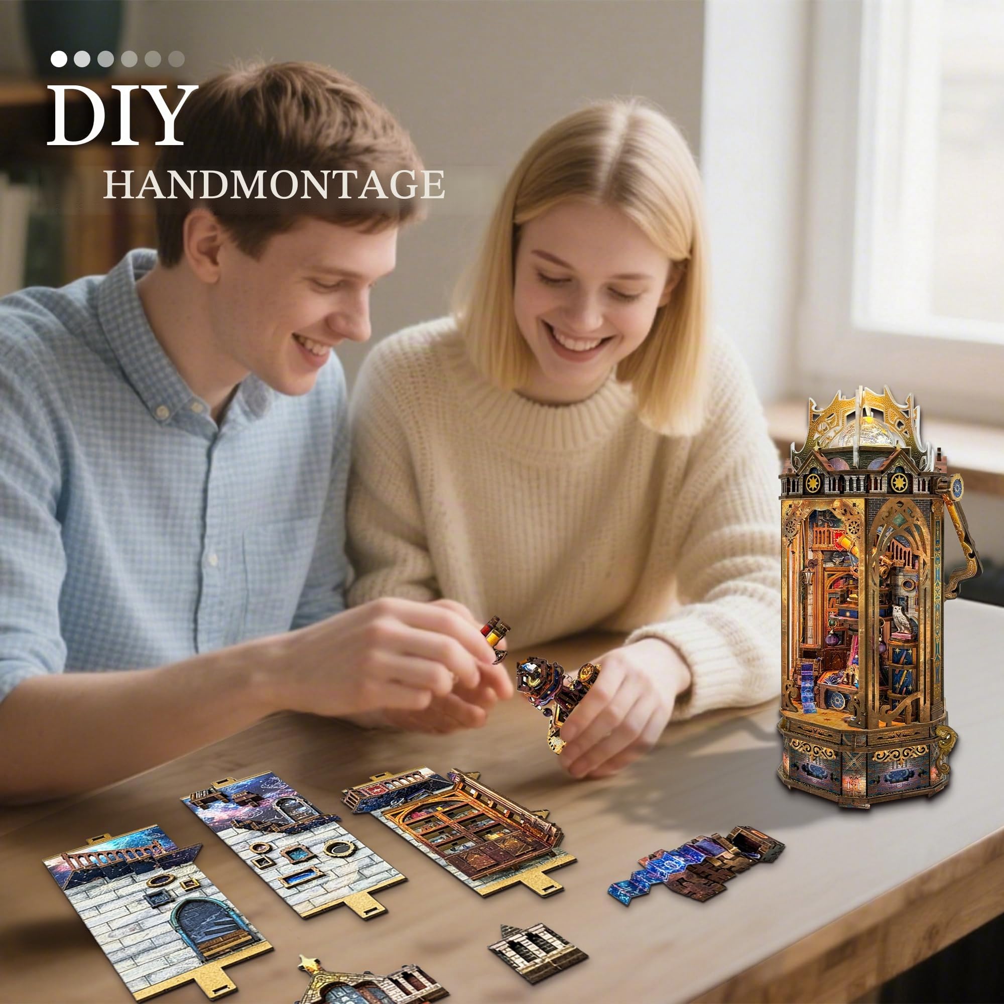 3D-Holzpuzzles für Erwachsene - 423-teiliger 3D Modellbausatz zum Selberbauen, DIY-Handwerk mit 3-Stufen-Modus, tragbares Stressabbau-Puzzle für Heimdekoration und Geschenke