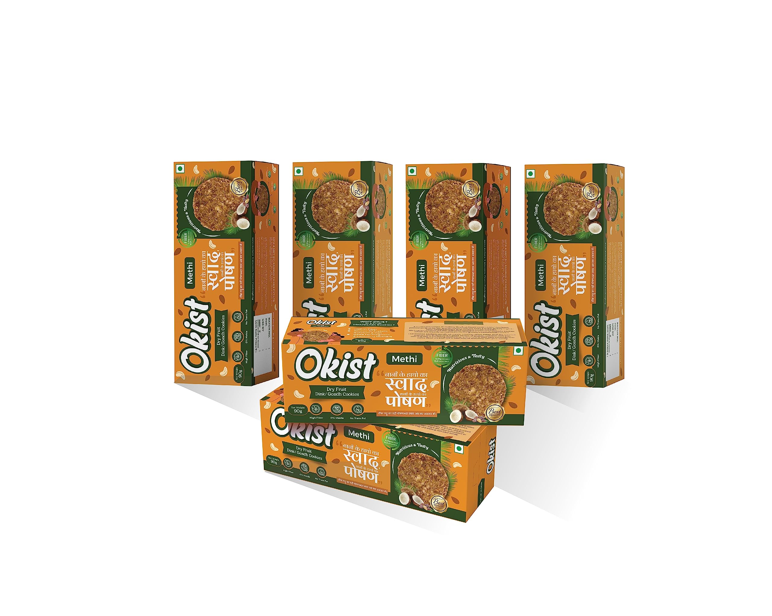 OKIST Dry Fruit Dink Gondh Methi Seed (Fenugreek) Cookies for Diabetics - High Fibre Digestive Cookies | No Maida, No Refine Sugar | Sweet with jaggery | Best for Pregnant women | Chai Time Snacks 90g (Methi, Pack of 6) (B0C8NDRVC4) Amazon Price History, Amazon Price Tracker