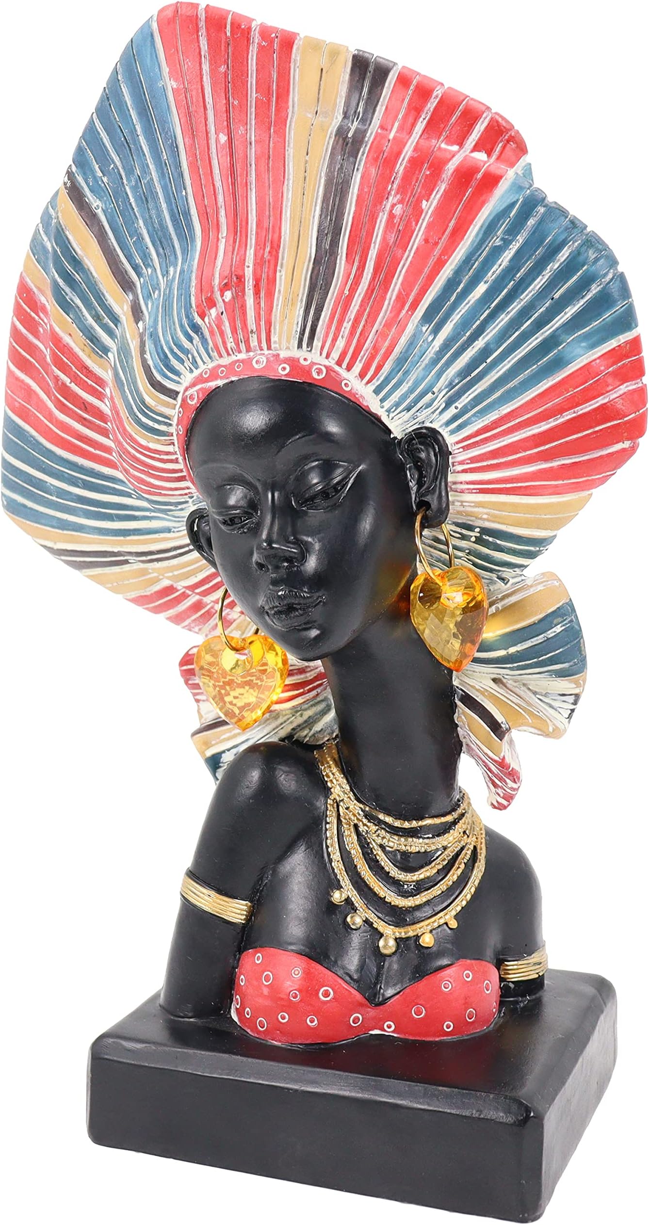 African Statues for Home Decor, Sculptures Decorations for Living Room, 10.5'' African Lady Art Bust Figurines, Black Vintage Aesthetic Ornament for Shelf and Tables, Décor Accents Gifts for Women