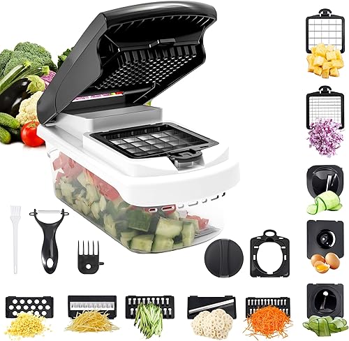 Picadora de verduras 18 en 1 con mandolina para cocina, picadora de alimentos con contenedor, cortador de verduras, picadora de cebolla y tomate,