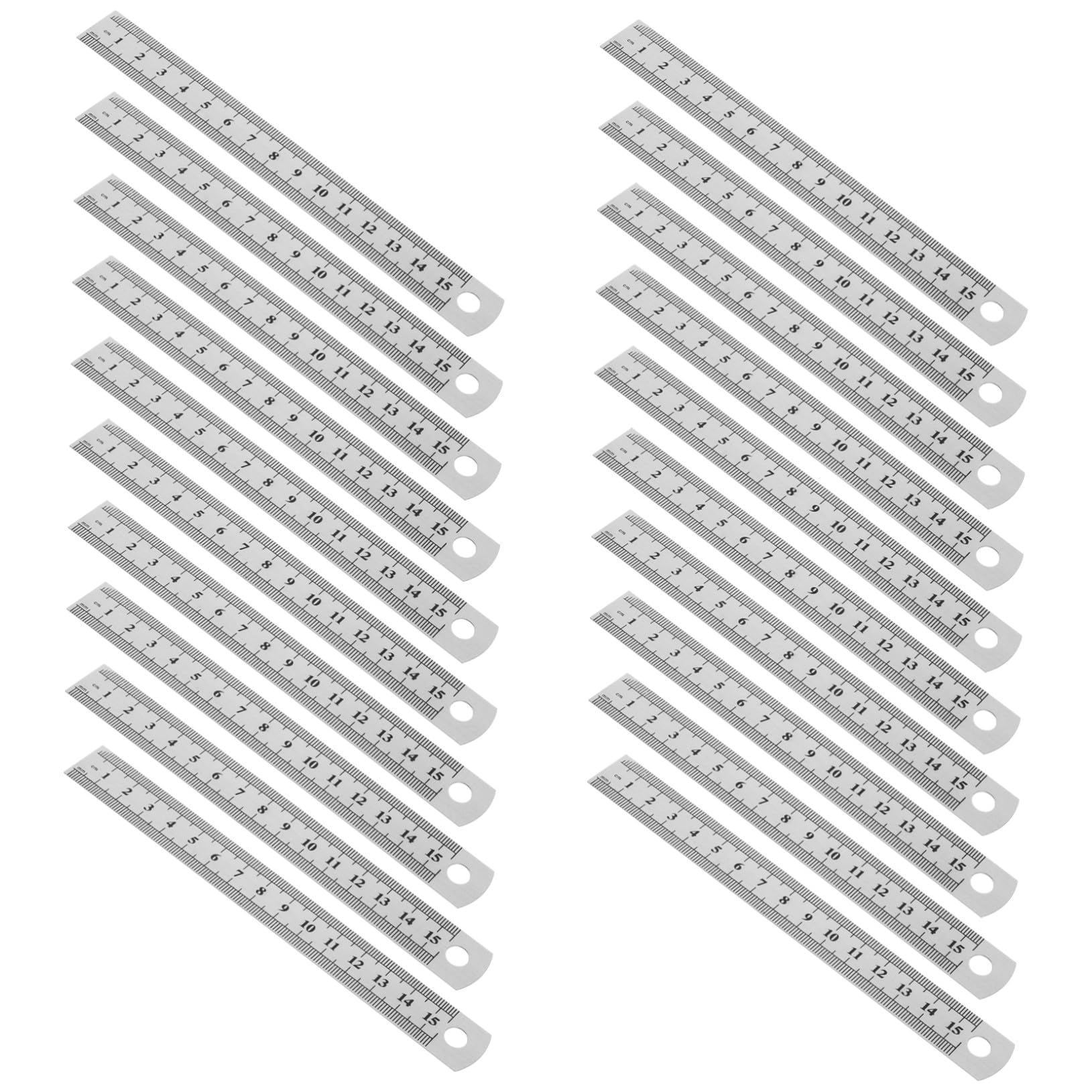 30 Pièces Lot Règles Acier Inox Double Échelle Précis pour Dessin Menuiserie Géométrie Scolaire