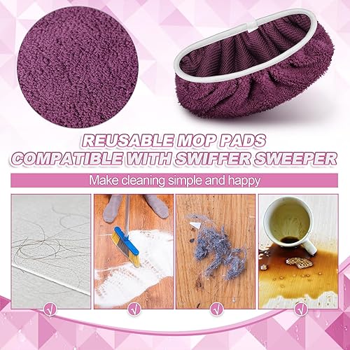 Miniatura 5 de Mifoci 16 almohadillas lavables para trapeador compatibles con trapeador Swiffer, repuestos de paño de trapeador reutilizables para pisos de madera