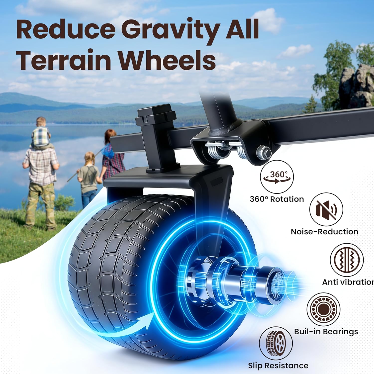 Collapsible Wagon with Thickened Wheels,Bear 560lbs Folding Heavy Duty Wagon Carts Portable Outdoor Wagon Carts for Camping,Grocery,Shopping,Garden,Beach,Picnic (Standard Collapsible Wagon)