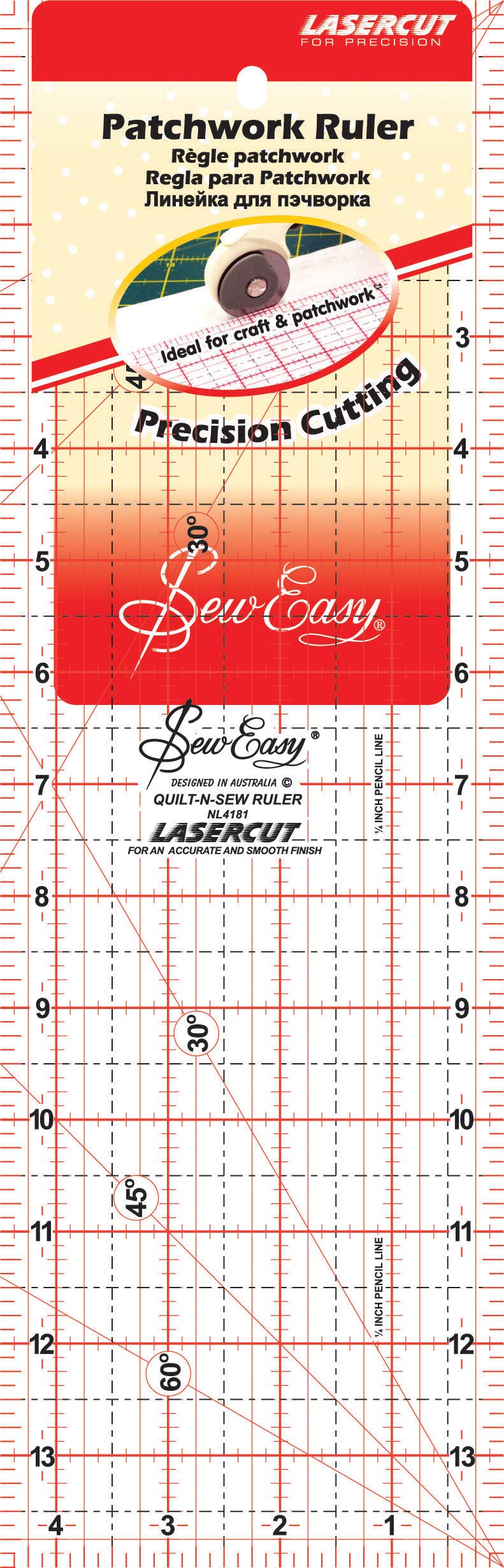 Tacony Corporation Plastic SewEasy Patchwork Quilt Ruler-14-inch x 4.5-inch