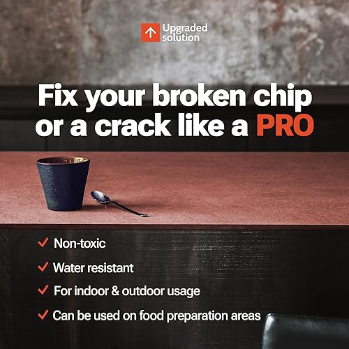 Miniatura 2 de UBA Kit de reparación de tuba y piedra negra, color rojo, negro y transparente, ideal para reparación de granito, cuarzo, cerámica, azulejos y