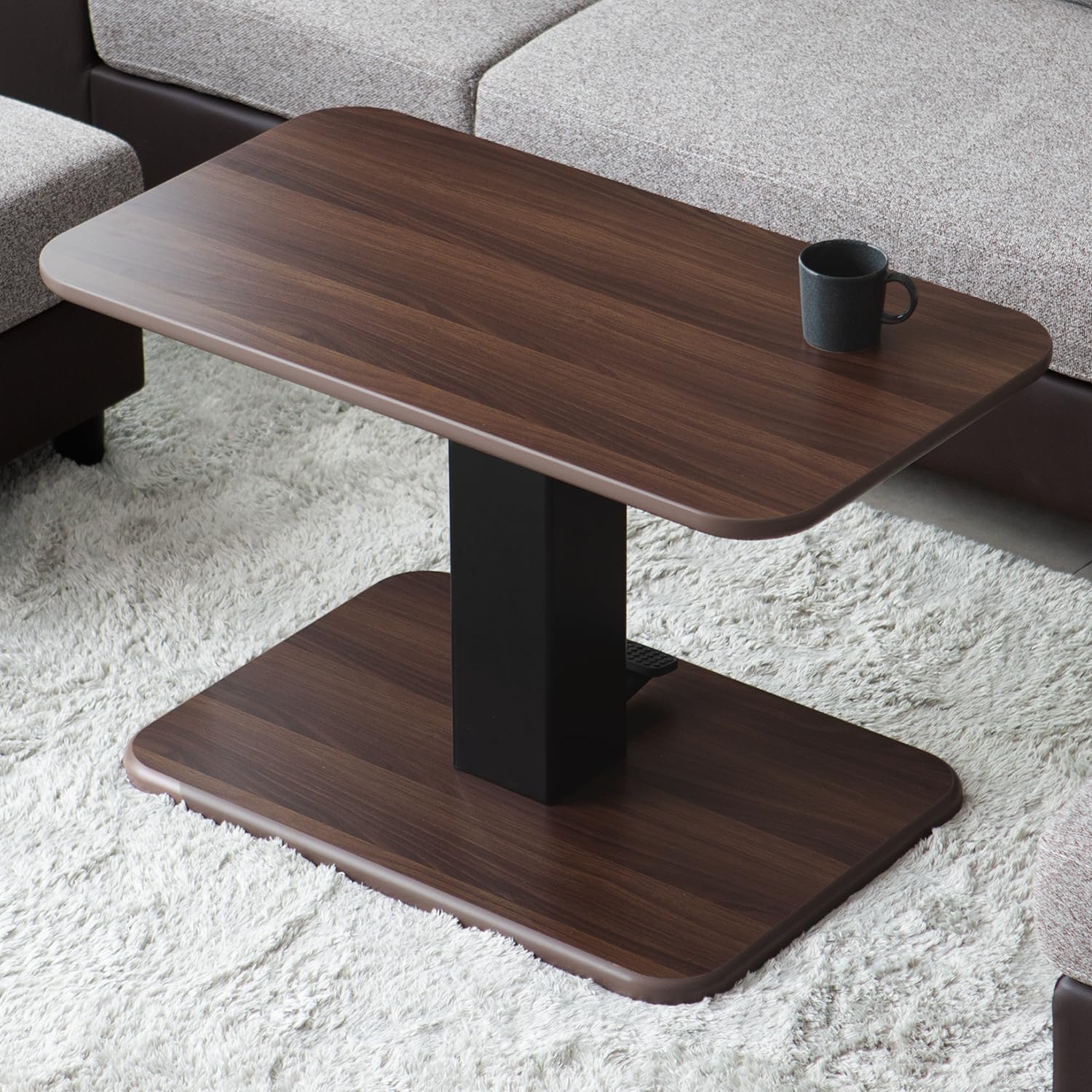 昇降式テーブル ダイニングテーブル 90×50ブラウン　モダンデコ Amazon｜モダンデコ 昇降式テーブル 幅90cm 長方形 無段階 高さ調節