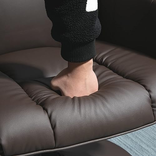 Miniatura 26 de HOMCOM Sillón reclinable giratorio con otomana, silla reclinable de piel sintética con otomana, reclinable tapizado y reposapiés con base envuelta