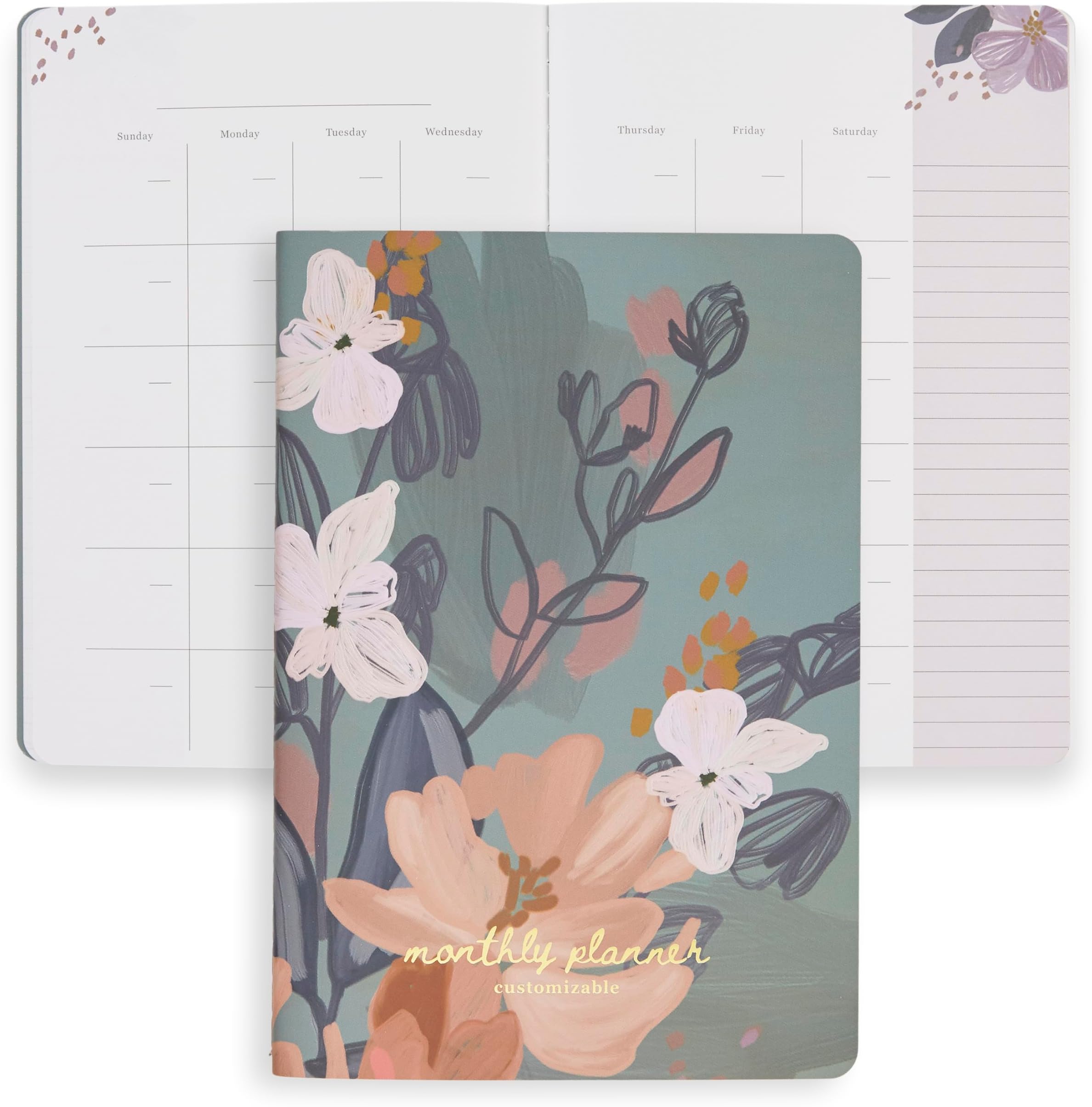 Erin Condren Undated 12 Months Petite Planner - Bold Blooms | Built-in Pocket, Lined Note Pages, Stickers Included by Erin Condren