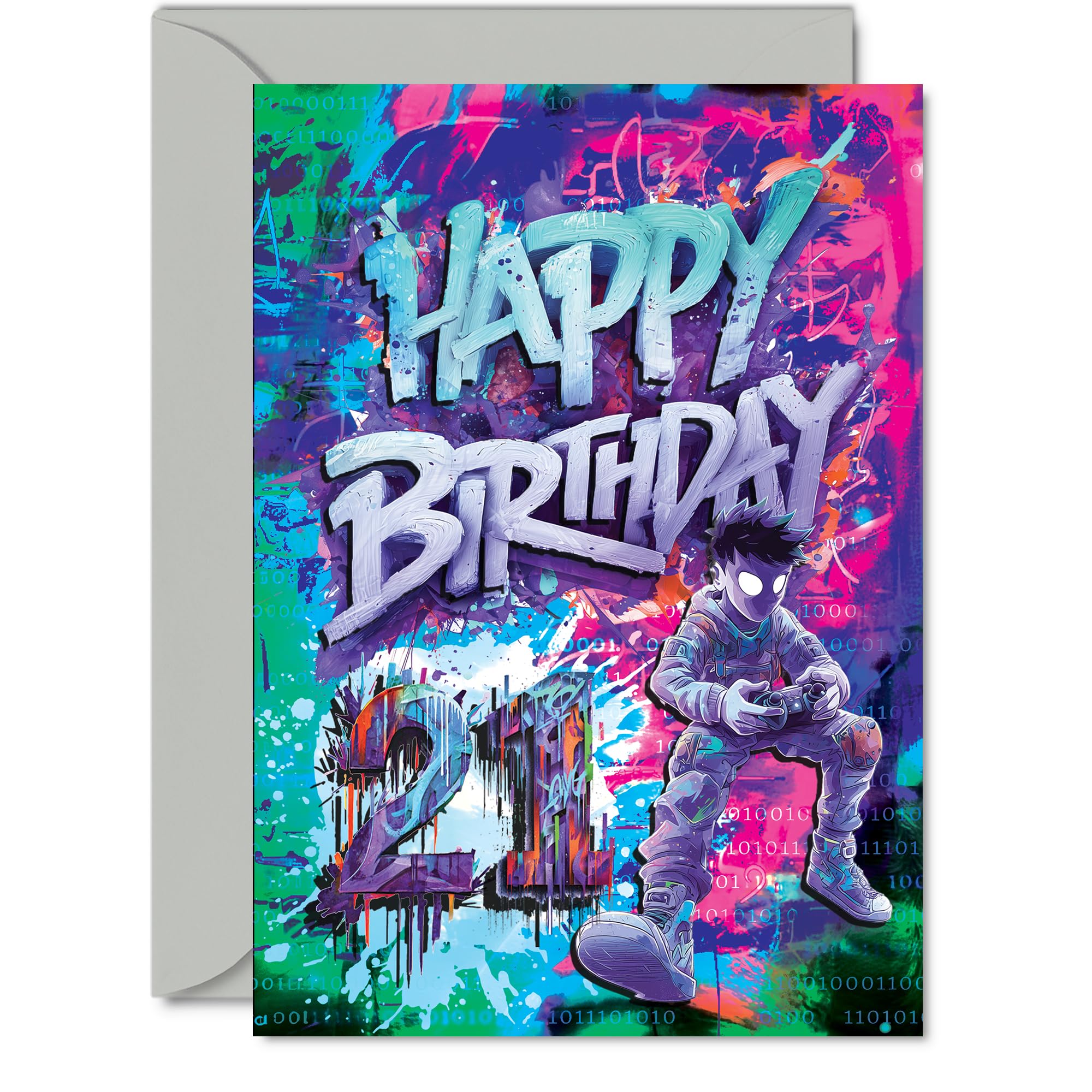 21st Birthday Cards for Women and Men, Epic Gamer