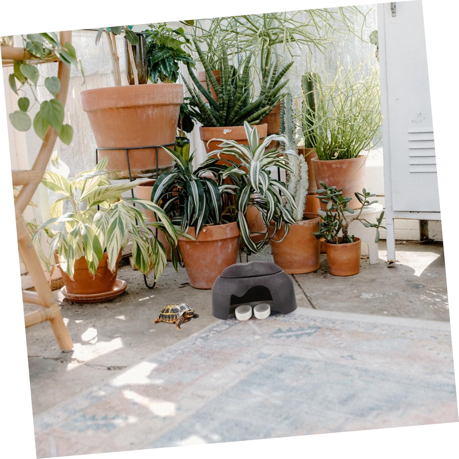 balacoo 2 Pcs Turtle Lizard Hideout Reptile Nest with Ceramic Bowl Humidification Shelter Large Reptile Cave for Aquarium