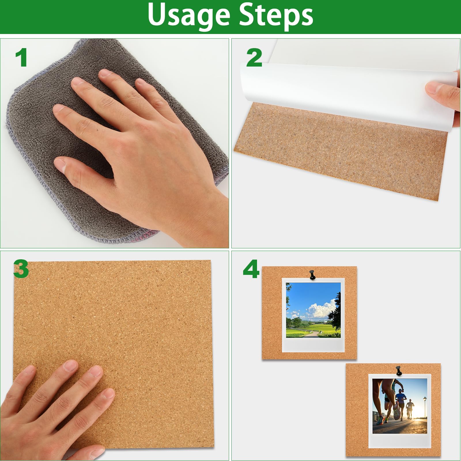 10 Corcho pared Autoadhesivo 21 x 21 x 0,6 cm para Decoración