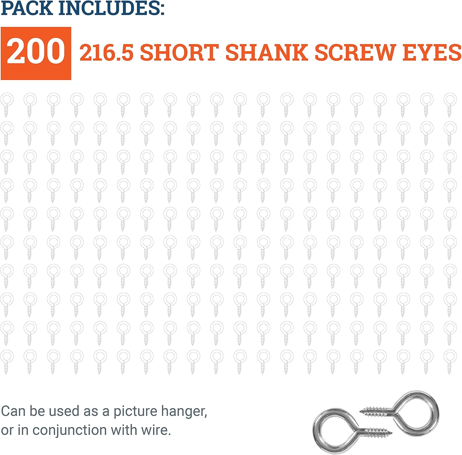 Small Screw Eye - 1000 Pack - 216.5 Short Shank Eye Hooks Screw 9/16 inch Long