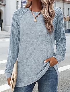 Tunic Sweatshirts for Women Crewneck Lightweight Sweaters Raglan Long Sleeve Shirts Fall Fashion Tops 2025