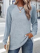 Tunic Sweatshirts for Women Crewneck Lightweight Sweaters Raglan Long Sleeve Shirts Fall Fashion Tops 2025