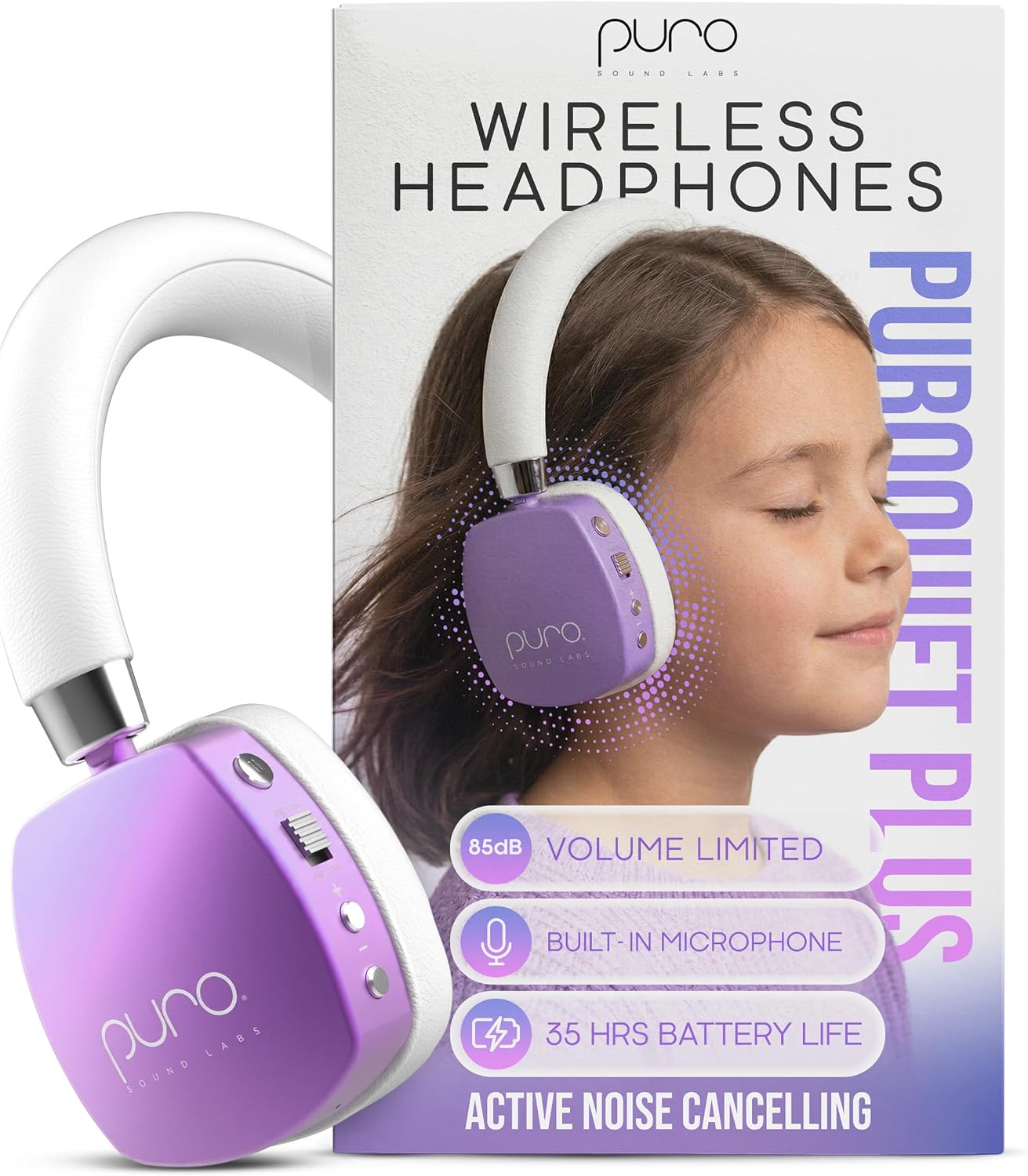 Puro Sound Labs PuroQuiet Plus purple noise cancelling headphones for kids