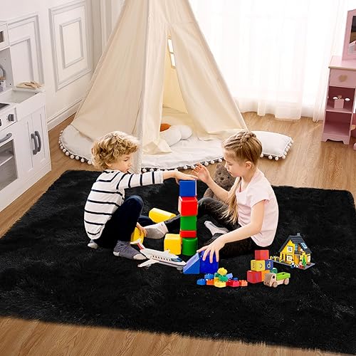 Miniatura 7 de Alfombra lanuda para sala de estar, de 6 x 9 pies, lujosa, suave y gruesa, alfombra esponjosa de piel sintética antideslizante para dormitorio,