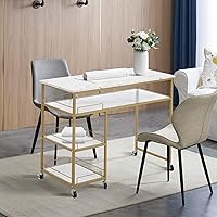 Vista 2 de BarberPub Mesa de uñas multifuncional con ruedas giratorias, escritorio de manicura de belleza de spa, estación de maquillaje simple moderna 2401