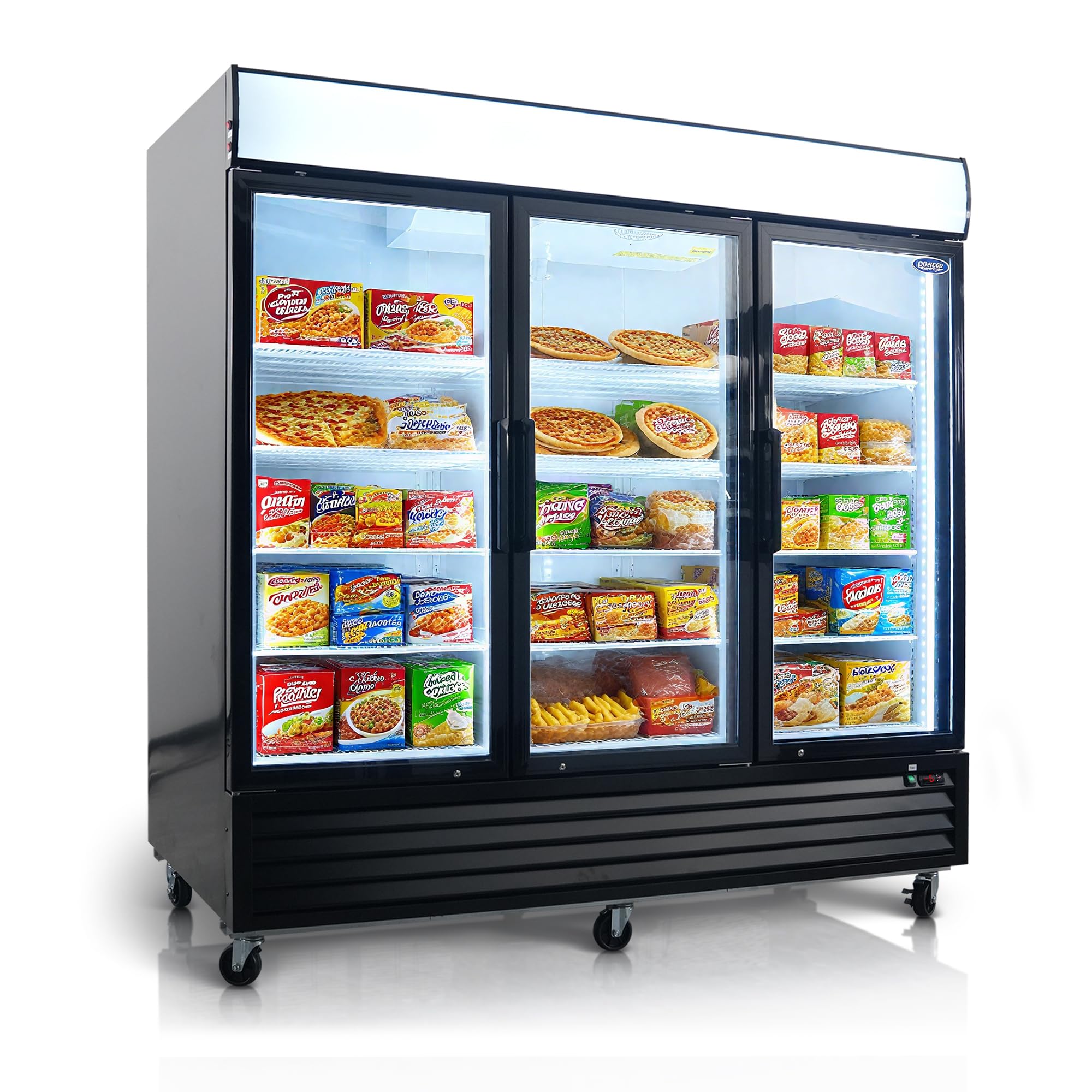 54" Commercial Display Freezer with 2 Glass Door - 44.7 Cu.ft Capacity, Digital Temperature Control, Auto Defrost,LED Lighting, Energy Efficient for Store &amp; Supermarket (Triple Door：-8 to -1℉)