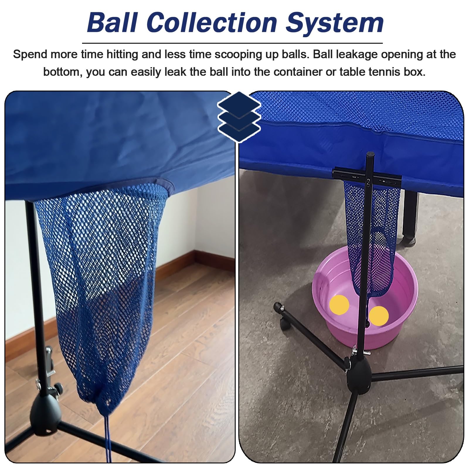 Faltbares Tischtennis-Fangnetz, kommerziell tragbares Fangnetz, geeignet für Mehrballtraining/Roboteraufschlagübungen, Tischtennishallen/Parks/Schulen (Farbe: Blau, Größe: 200x65)