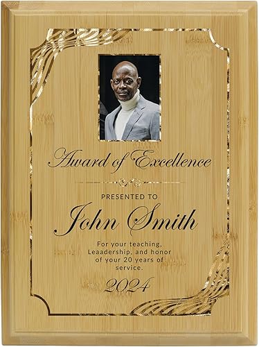 Placa personalizada con acabado de roble de 9 x 12 pulgadas para premios y reconocimiento, placa personalizada con respaldo con cerradura,