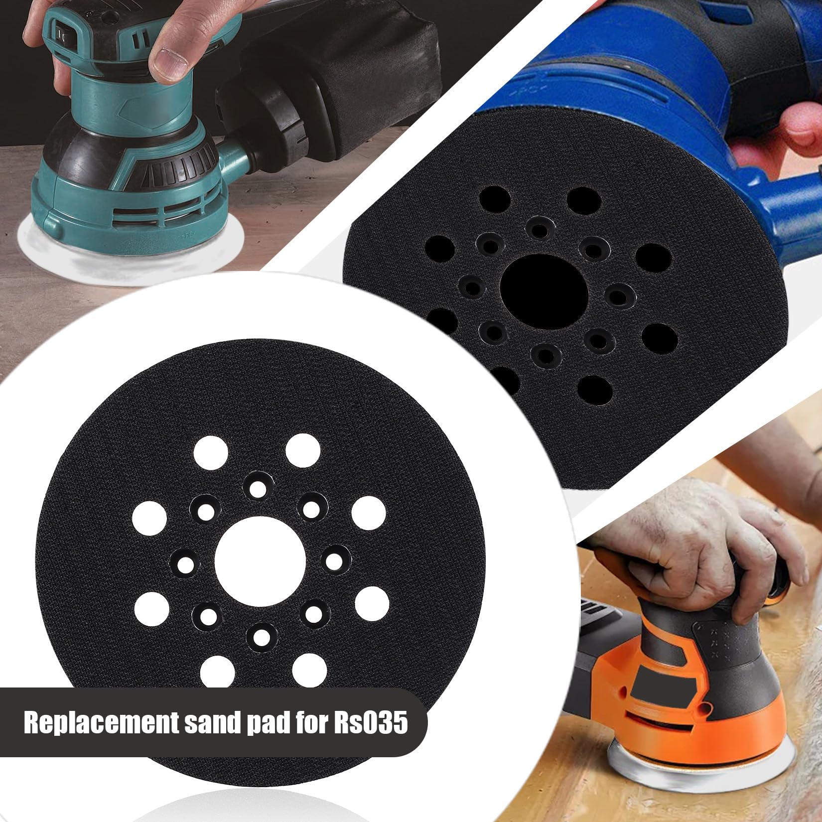 Plato de Lija 125 mm, Almohadilla de Lijado 8 Agujeros con Gancho y Bucle Compatible con Bosch Pex 220 A, Gex 125-1 Ae, Skil 7402/7490 para Lijadora Excéntrica
