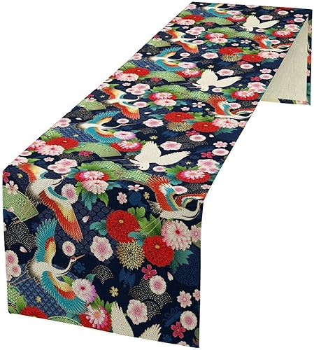 Miniatura 21 de Camino de mesa floral retro de los años 70, camino de mesa de flores de margarita naranja hippie para fiesta de cumpleaños, cocina retro comedor