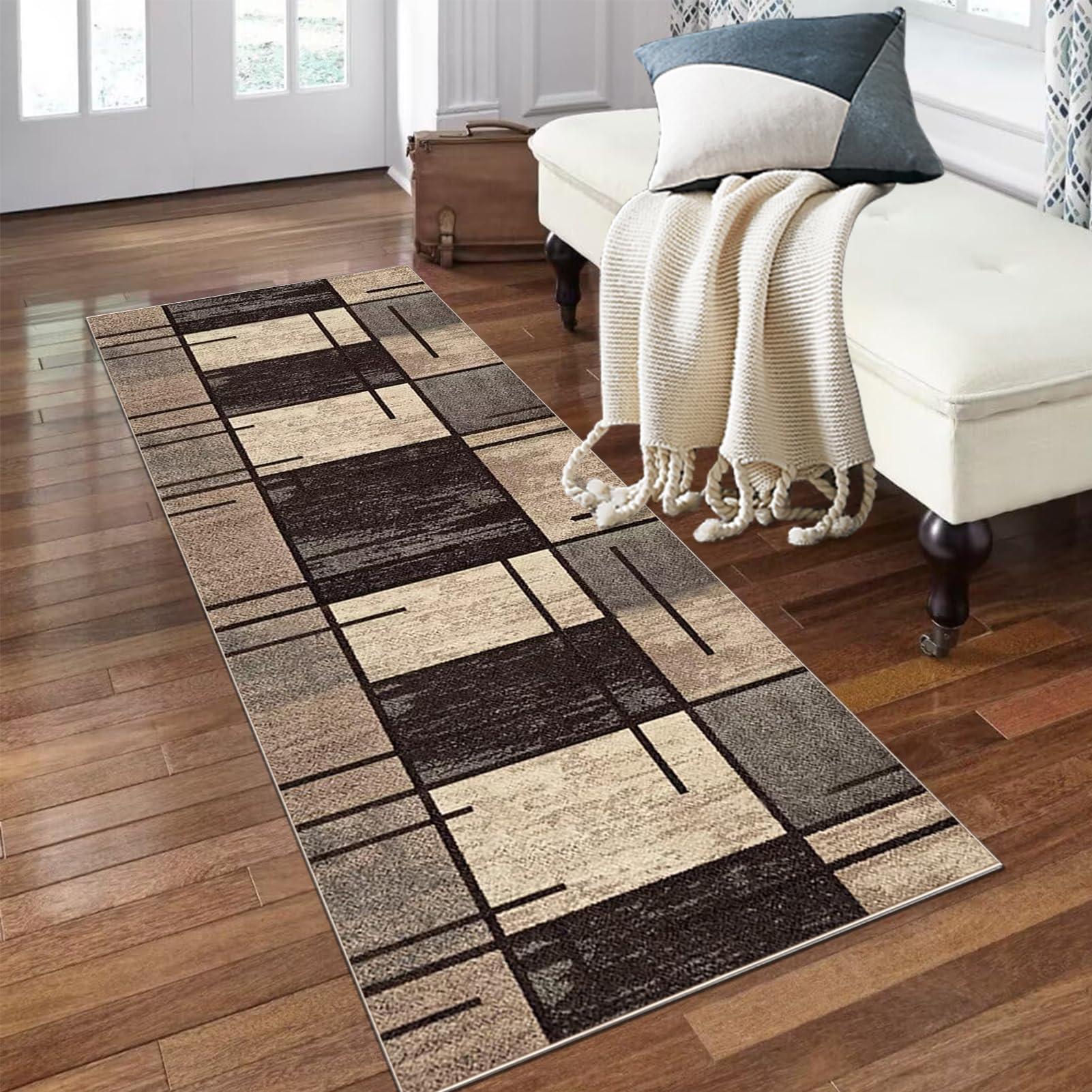 Alfombra Antideslizante para pasillos 40 x 220 cm Alfombra Corredor Alfombra Entrada Casa Salón Larga Alfombrilla para Pasillos Antideslizante Lavable Alfombra Área Alfombra para Pasillo Cocina