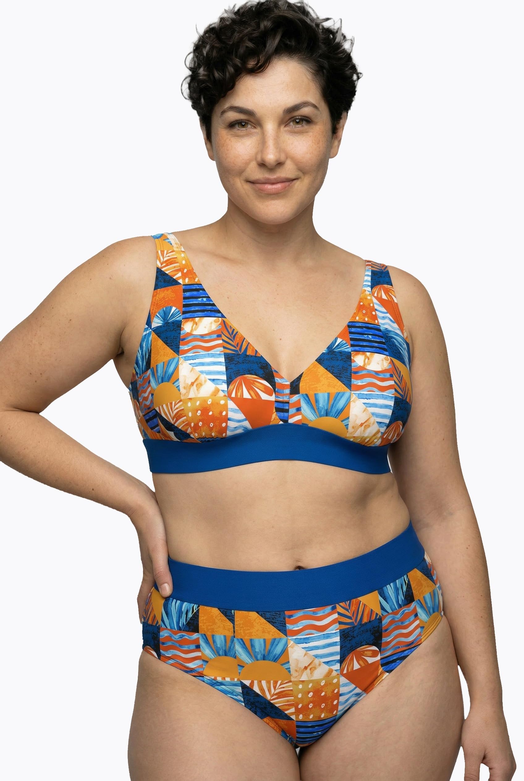 Ulla Popken Bikini, Karomuster, Softcups, Träger Verstellbar Bikini, Motivo a Quadri, Coppe morbide, Spalline Regolabili Donna