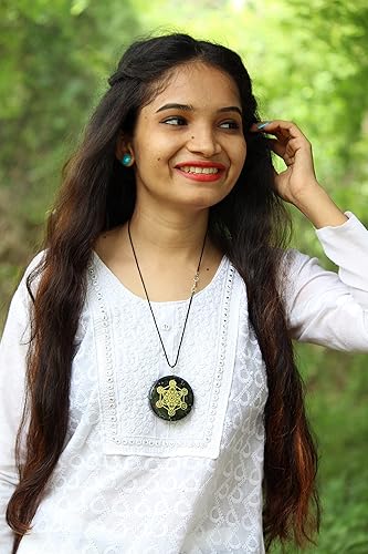 Miniatura 6 de Jet Turmalina Metatron's Cube Merkaba 7 chakras con piedras de cristales, colgante de orgón de 2 pulgadas aproximadamente ajustable generador de