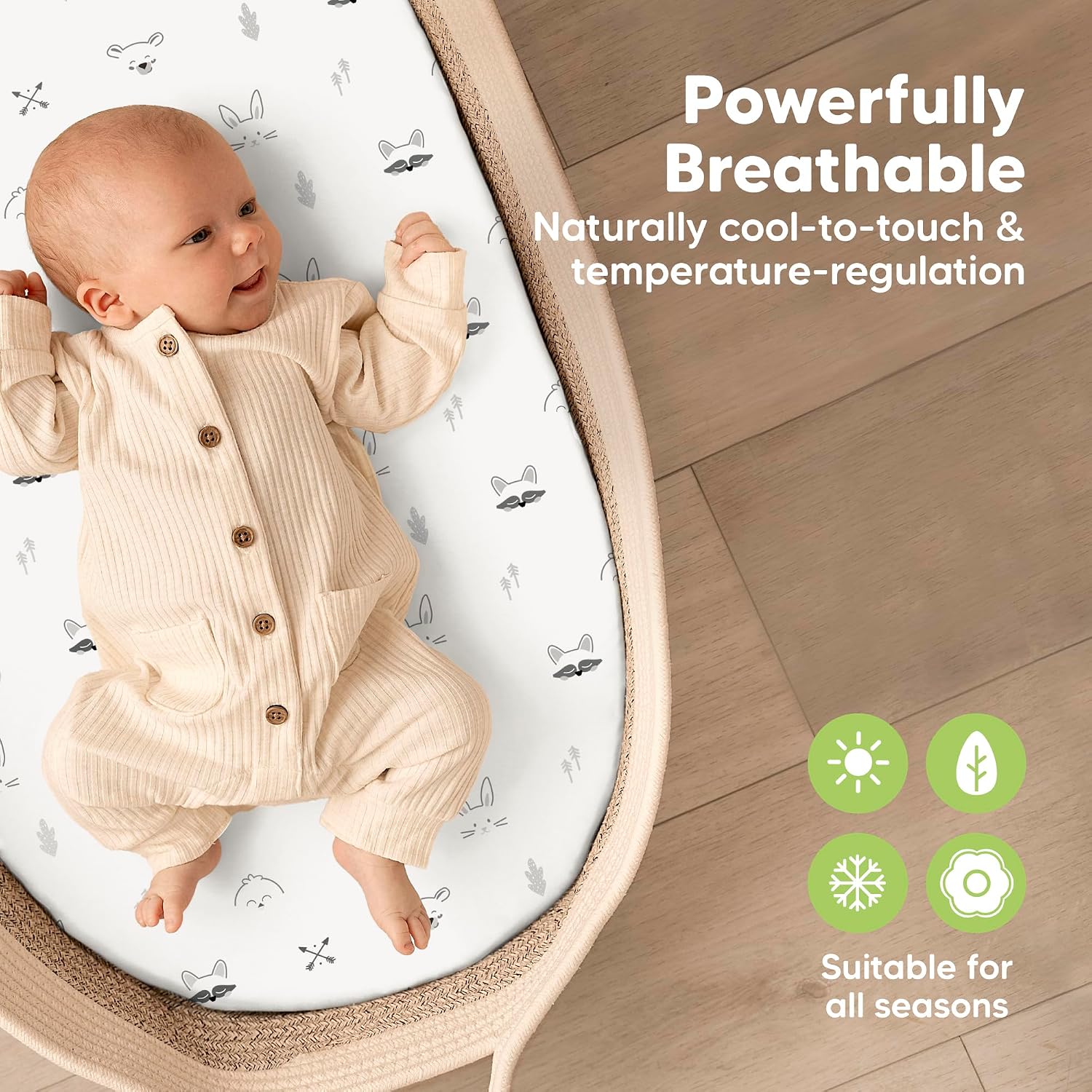 KeaBabies 2-Pack Bassinet Sheets for Girls, Boys and 2-Pack Bassinet Sheets - 33x17 Universal Baby Mattress Pad Protector Cover - Soft and Breathable Baby Bedding Cover image 4