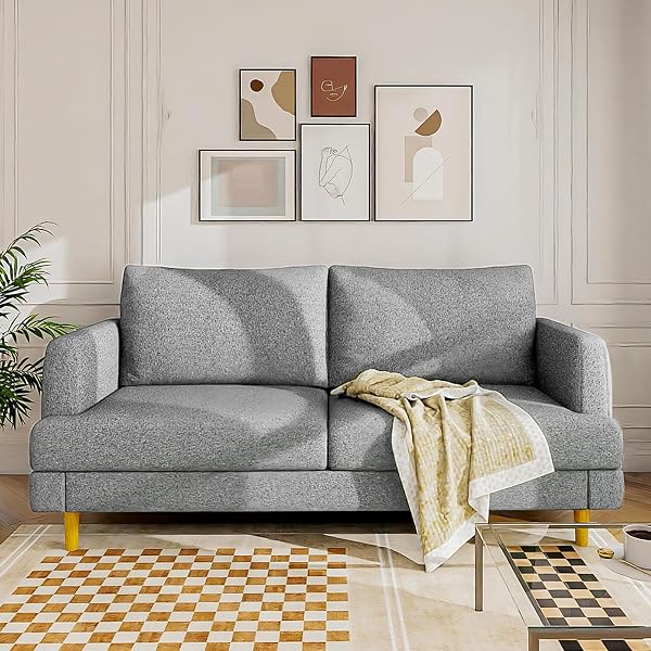 Loveseat Sofa Couch for Living Room with USB Type C Ports â€“ Light Gray Upholstered 70 Small Couches for Bedroom, Offic
