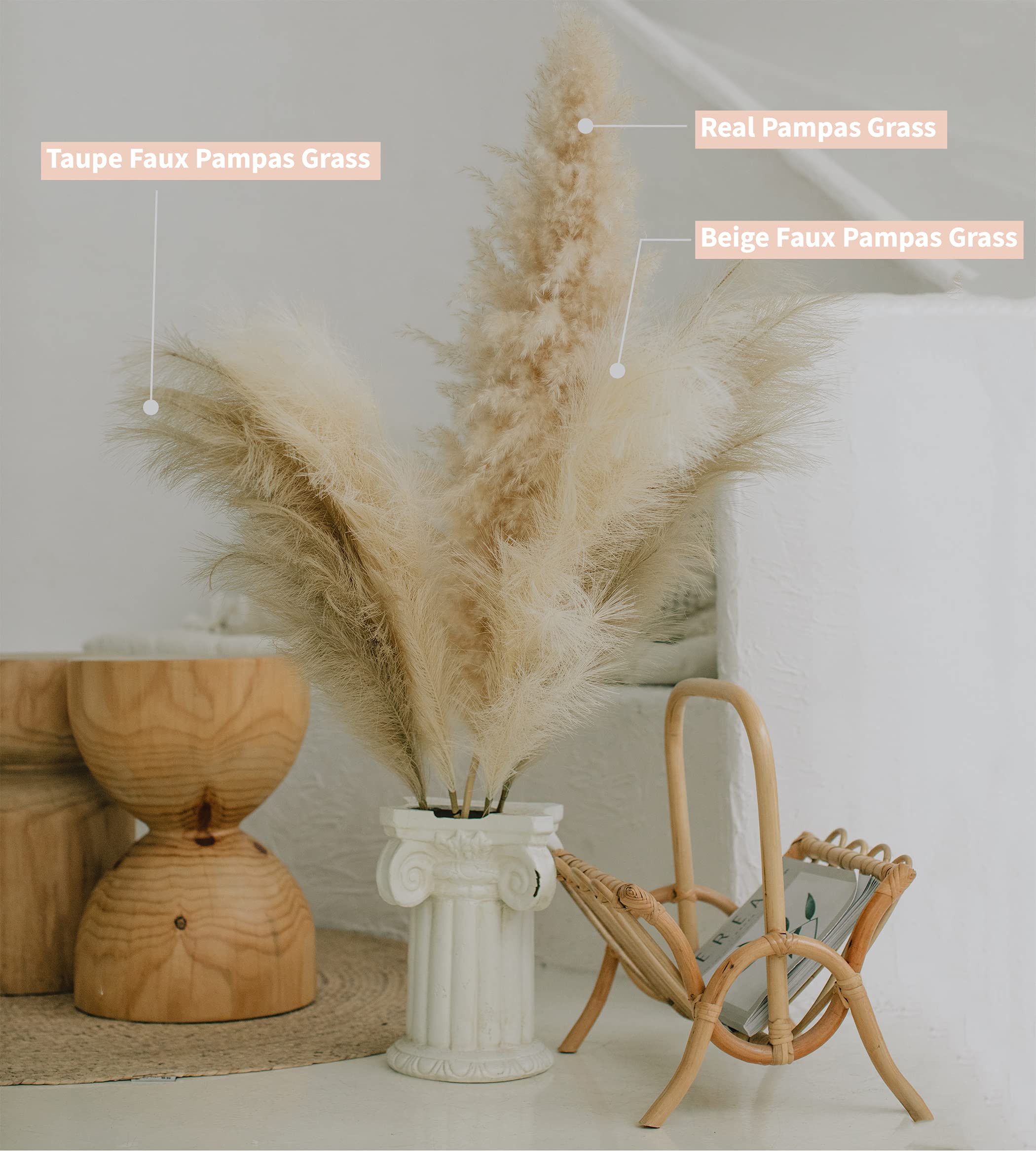 ChagoArtFaux Pampas Grass Large3 Stems45 BeigePampas Grass Decor