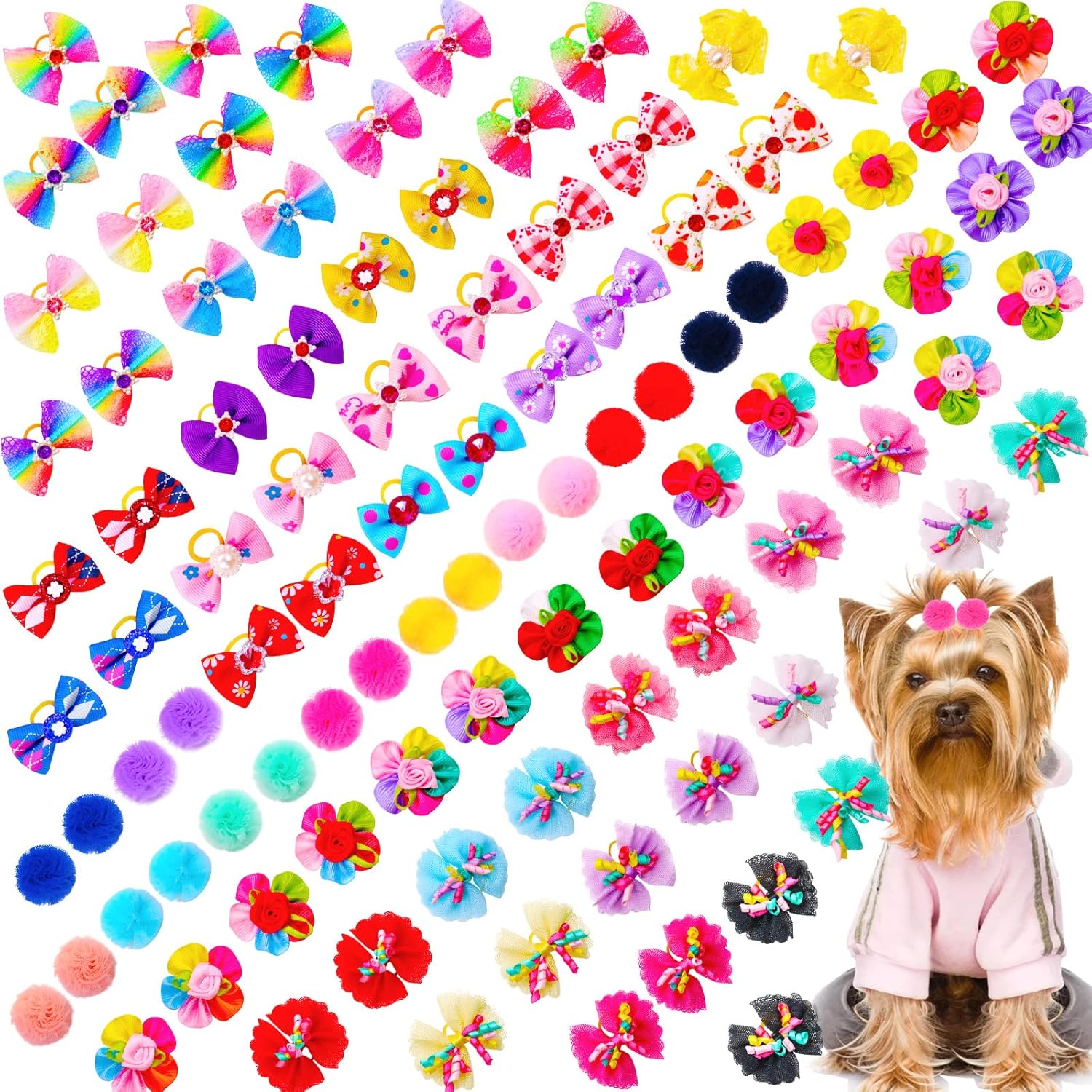100pcs Dog Hair Bows