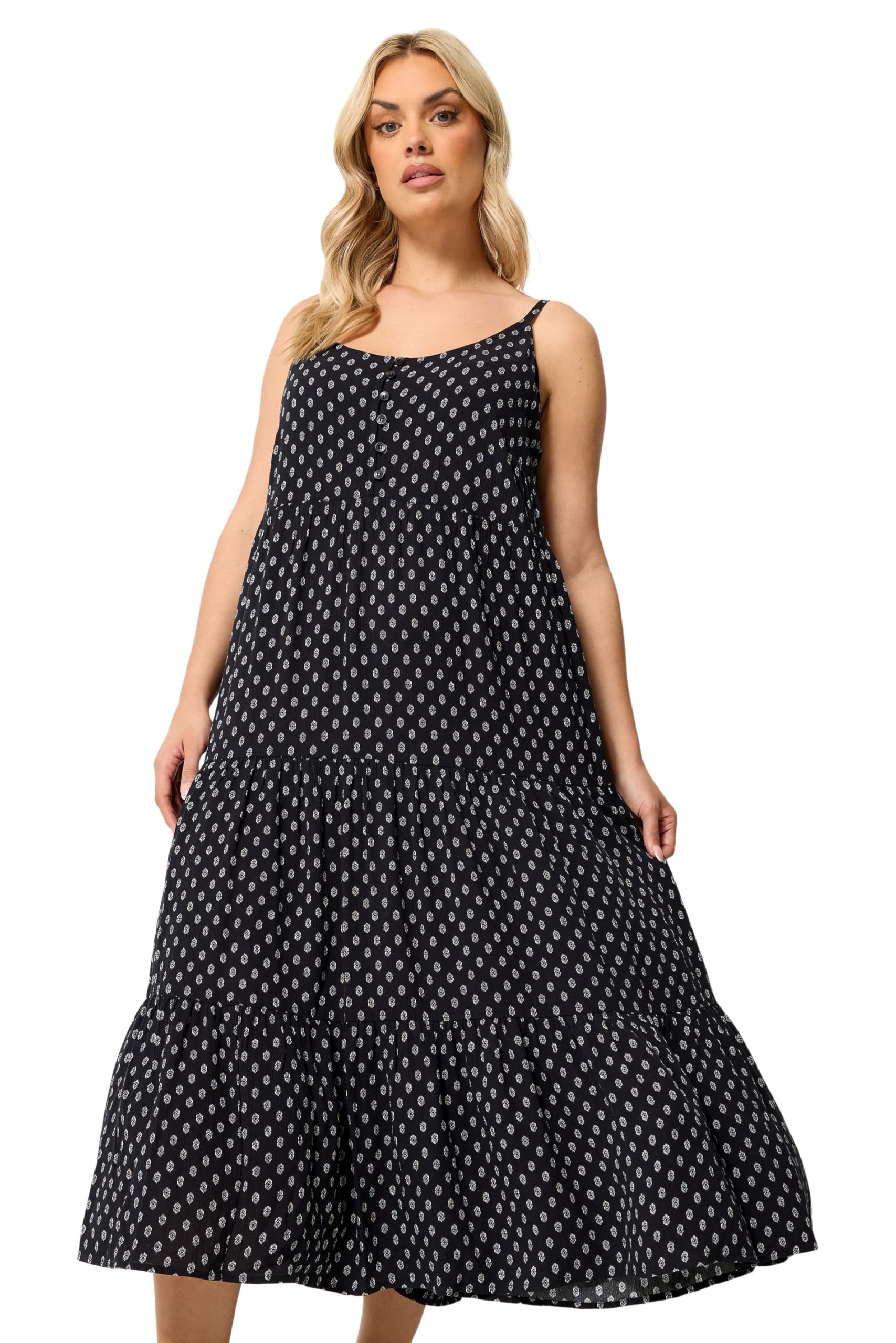 Yours Curve Tiered Maxi Dress - Women's - Plus Size Curve Black
