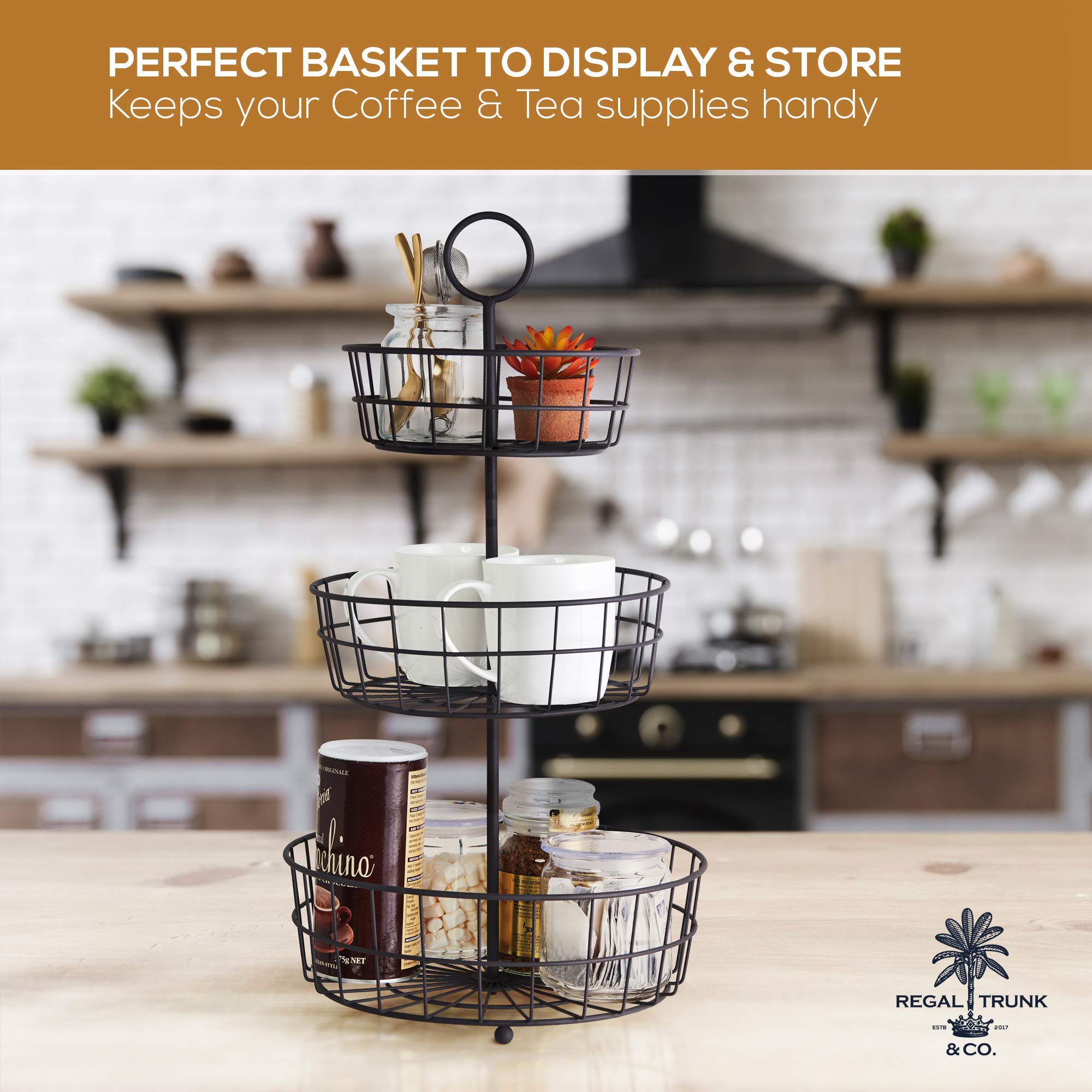 Buy 3 Tier Fruit Basket French Country Wire Baskets by REGAL TRUNK