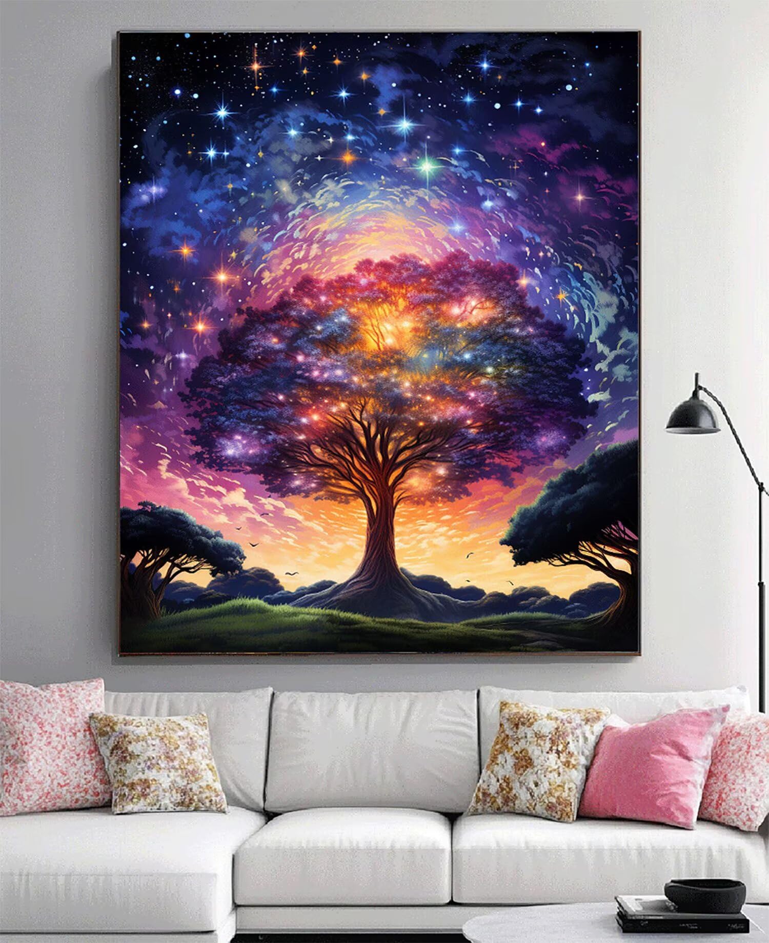 Diament Malarstwo Sen Diament Malarstwo Dorosły Duży XXL 90 x 70 cm 5D Drzewo Życia Okrągły zestaw do malowania diamentami Zestaw do dekoracji ścian, Kreatywny wypoczynek Dorosły Kobieta Prezent 0Y
